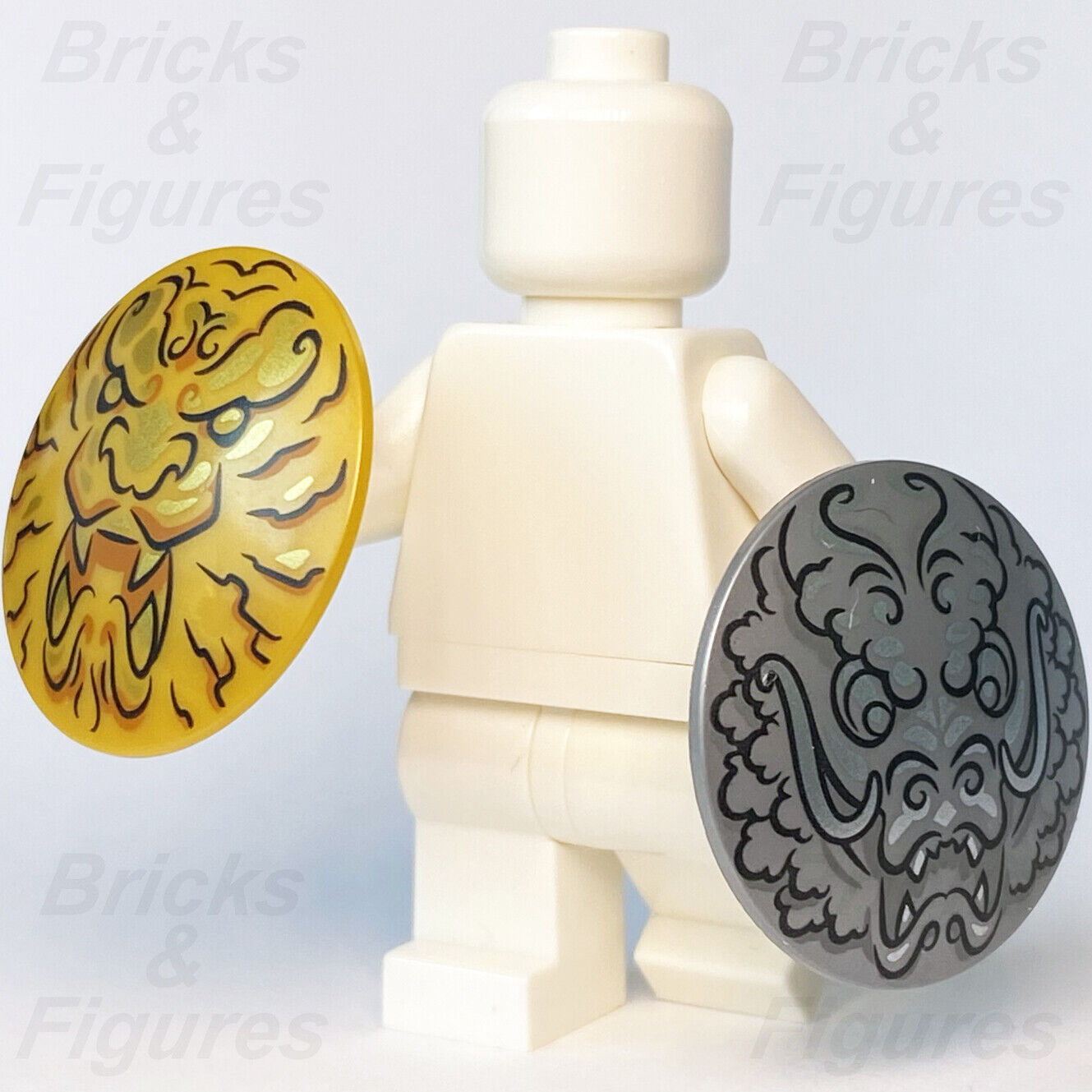 LEGO Ninjago Dragon & Lion Head Shield Master of the Mountain Part 71720 x 2 - Bricks & Figures