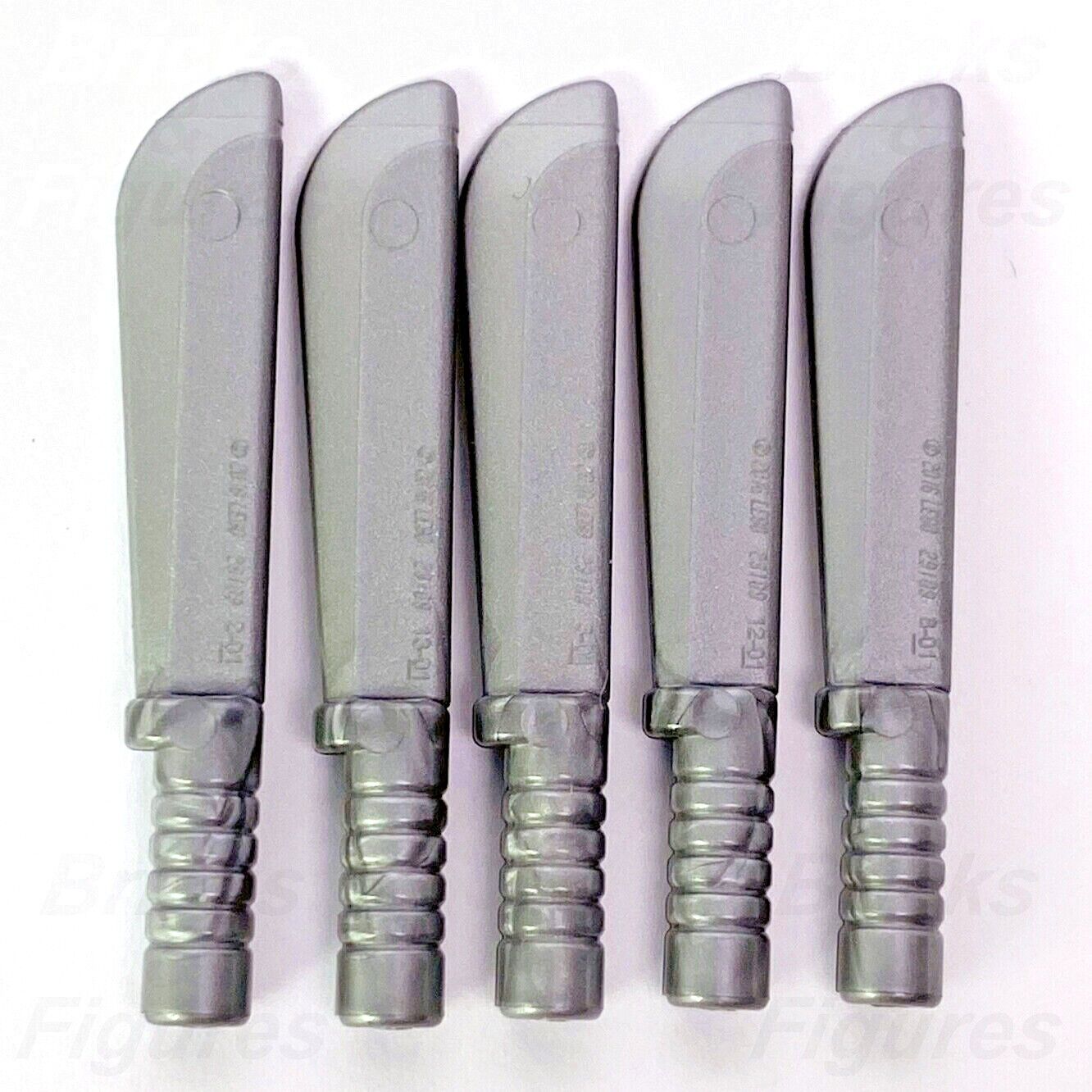 5 x LEGO Flat Silver Machete Swords Blades Minifigure Weapon Parts 29109 - Bricks & Figures
