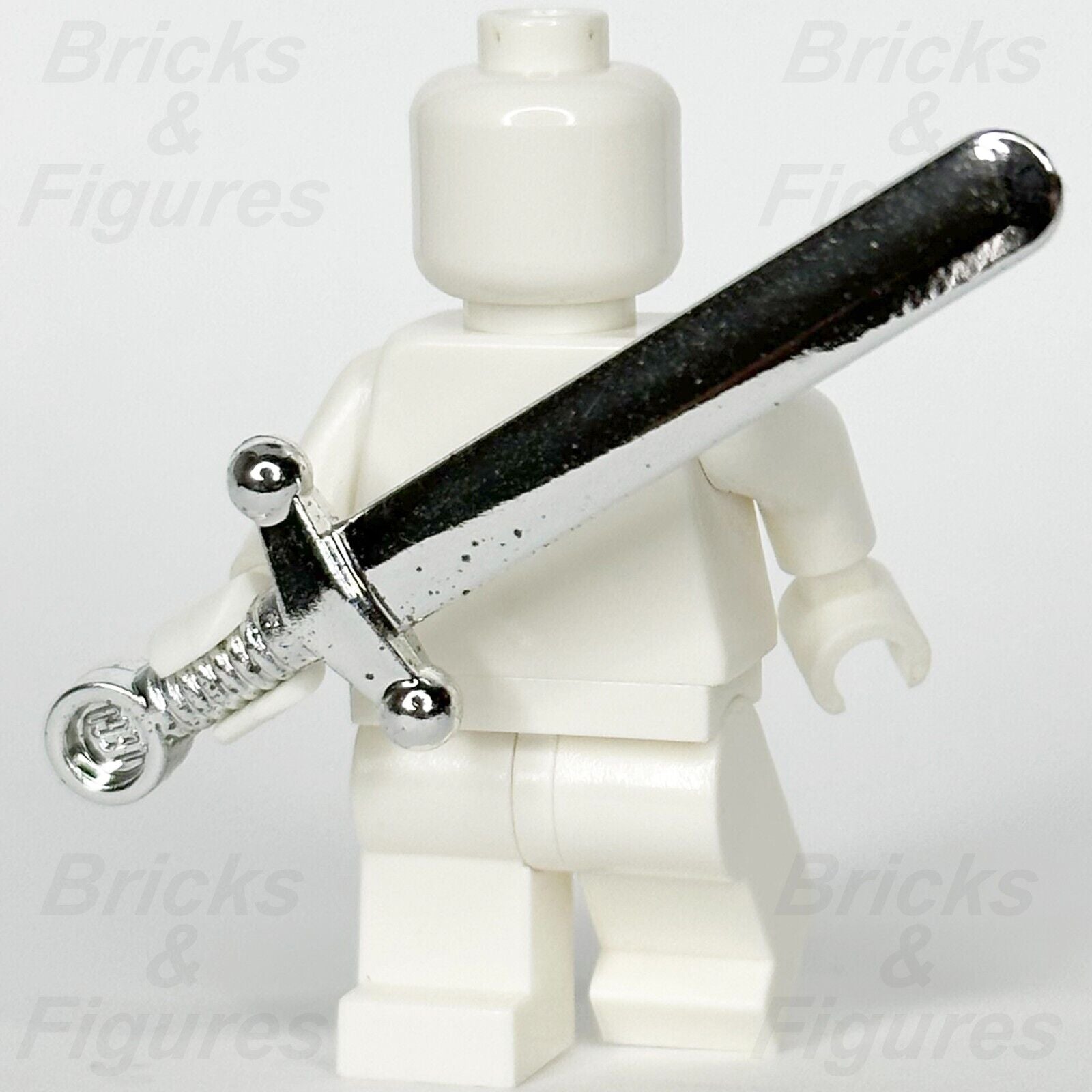 LEGO Chrome Silver Greatsword Sword Blade Minifigure Castle Part 59 71014 - Bricks & Figures