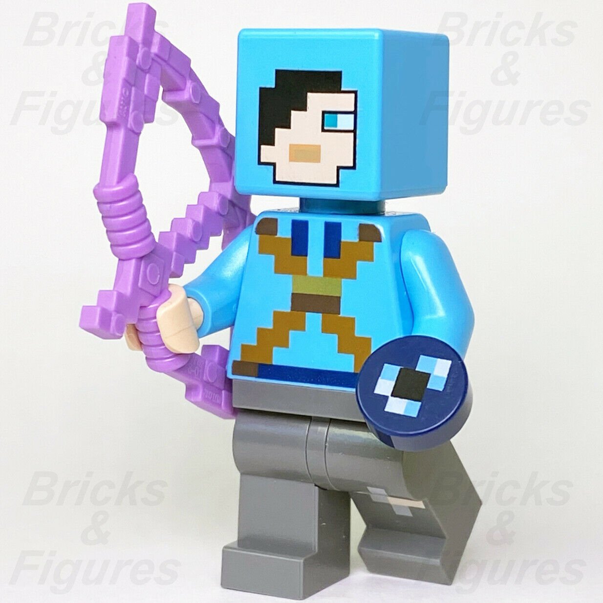 New Minecraft LEGO Dragon Slayer with Ender Pearl & Purple Bow Minifigure 21151 - Bricks & Figures