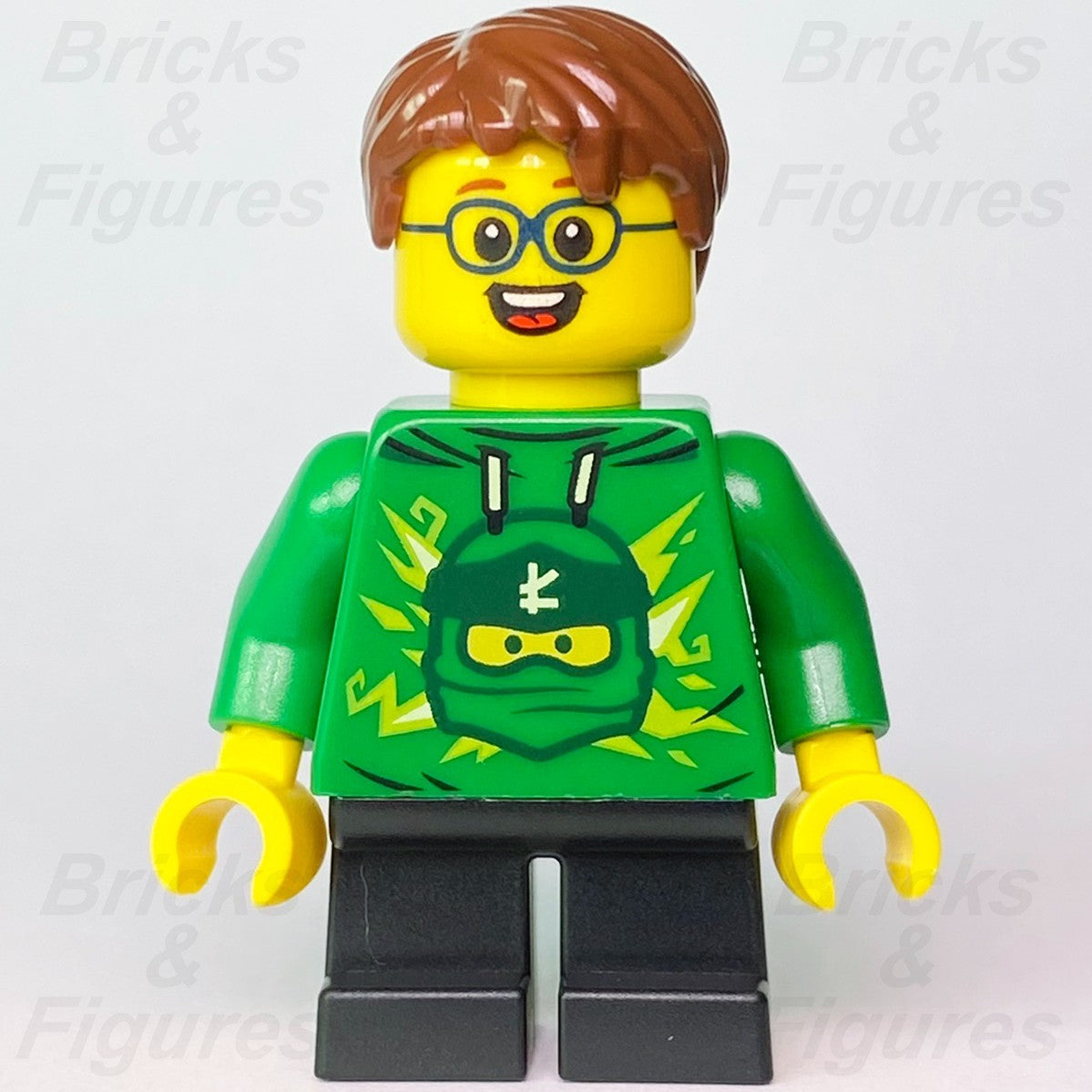 LEGO City Boy Minifigure with Green Ninja Ninjago Hoodie Building 60291 cty12332