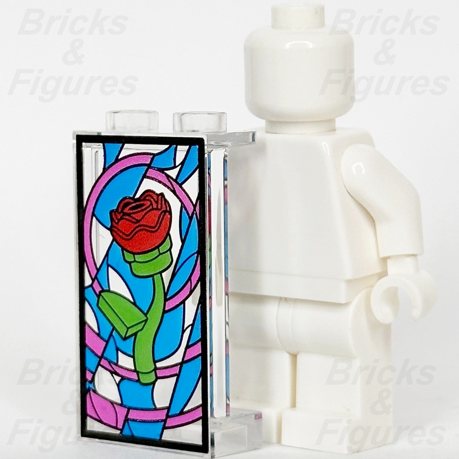 LEGO Disney Red Rose Stained Glass Window Panel Part 1 x 2 x 3 Clear Pattern1