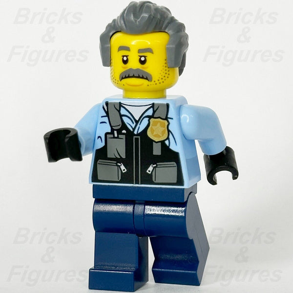 LEGO City Police Officer Sam Grizzled Minifigure Jacket Gray Hair