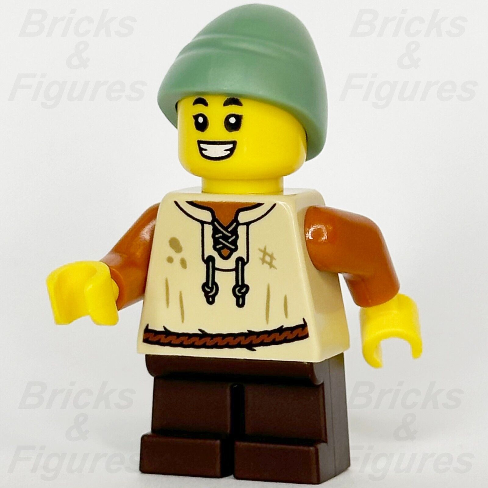 LEGO Castle Peasant Boy Minifigure Tan Vest, Dark Brown Short Legs 10332 cas584