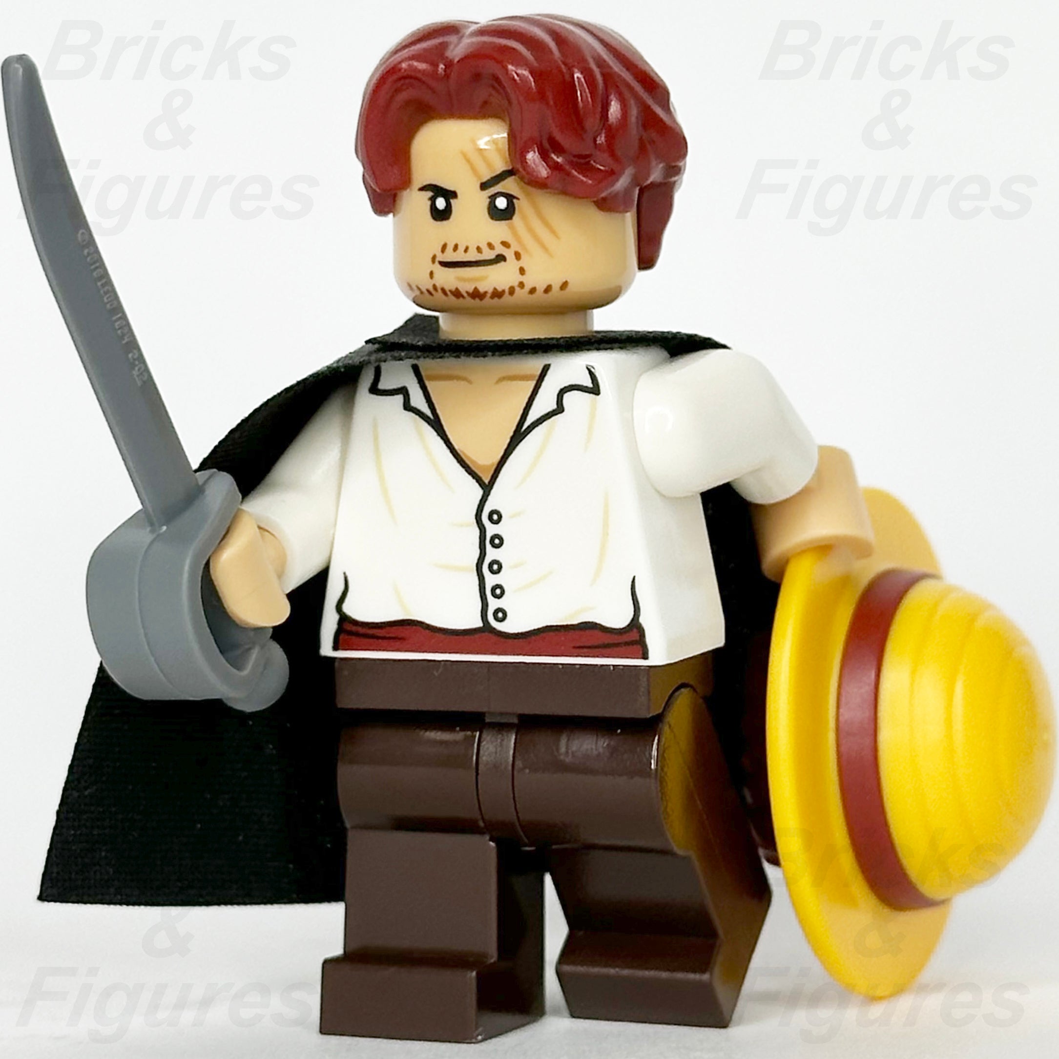 LEGO One Piece Shanks Minifigure Pirate Emperor 75636 op001 with Hat & Sword - Bricks & Figures