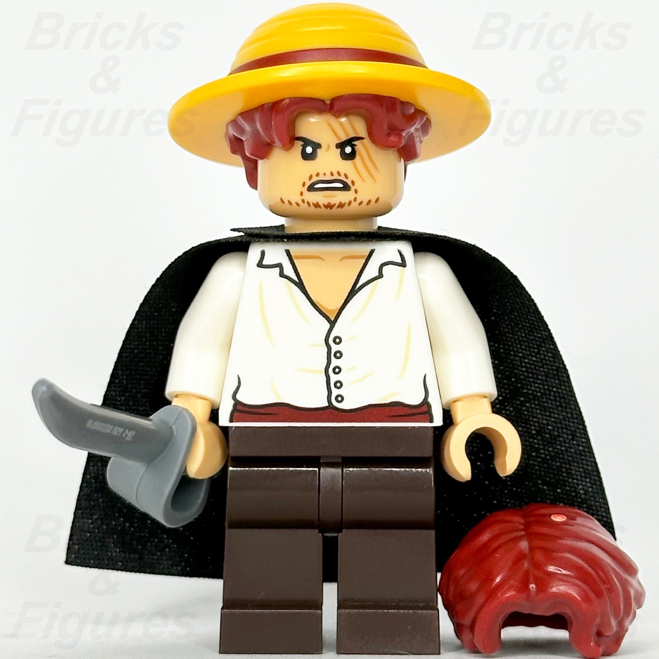LEGO One Piece Shanks Minifigure Pirate Emperor 75636 op001 with Hat & Sword - Bricks & Figures