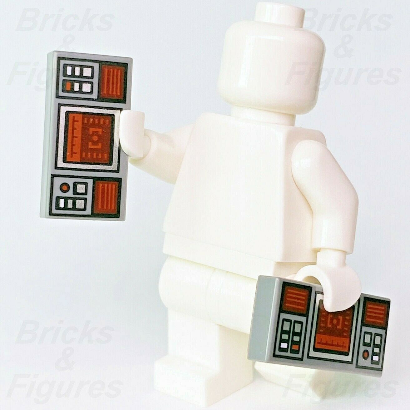 2 x Star Wars LEGO Dark Red Target Screen Control Panel Pattern 1 x 2 Tile Part - Bricks & Figures