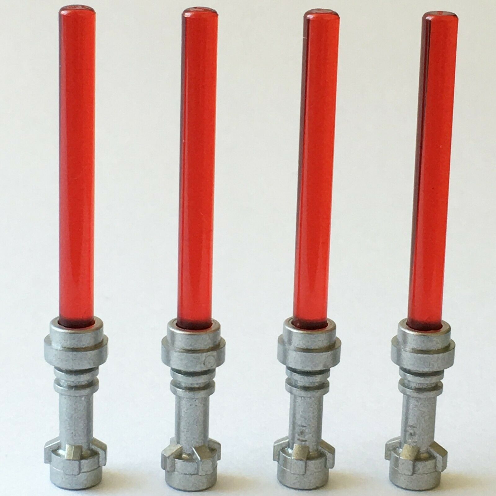 4 x Star Wars LEGO Red Lightsabers Jedi & Sith Minifigure Weapons Parts Genuine - Bricks & Figures
