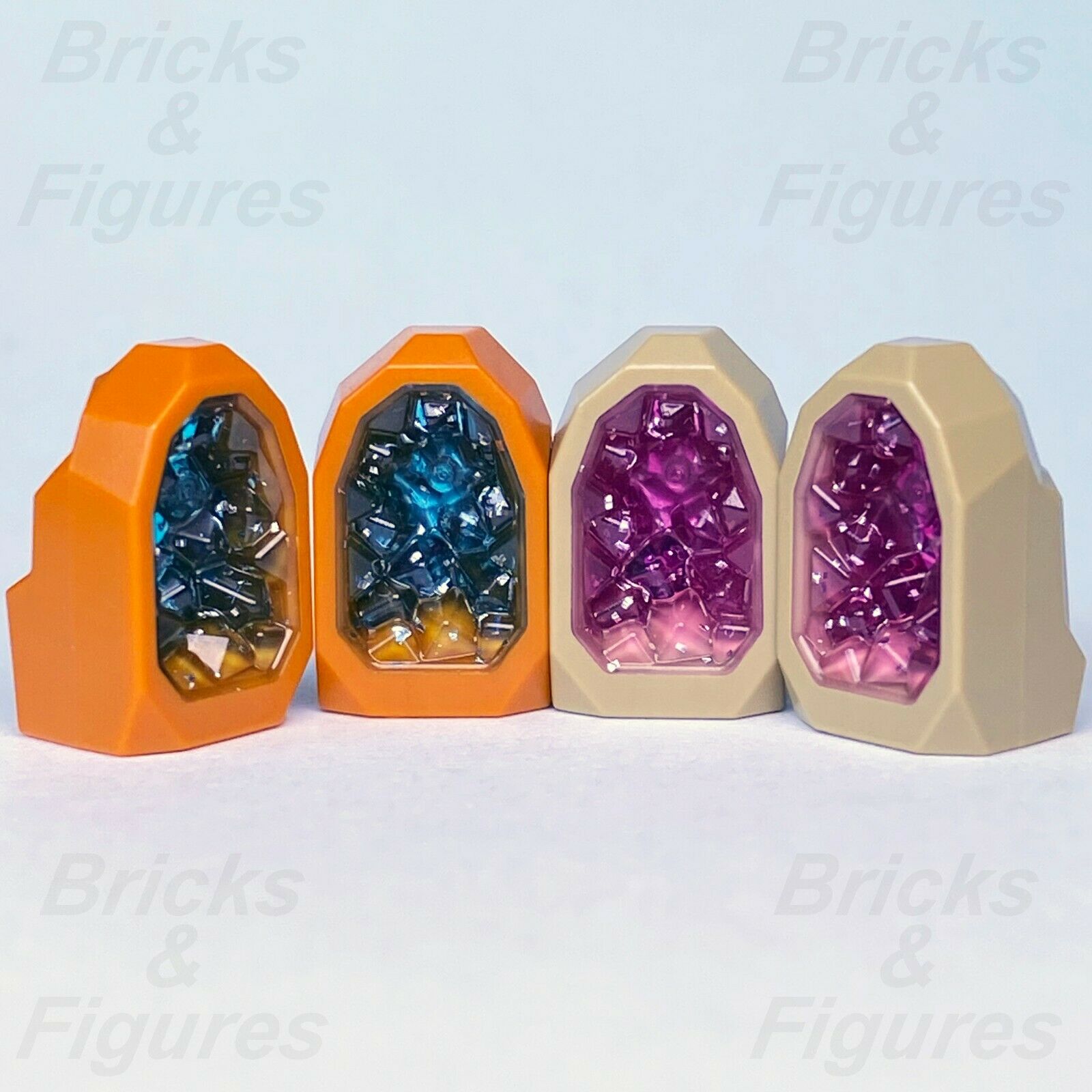 4 x Town City LEGO Rock Geode with Light Blue Dark Pink Crystals 60227 60228 - Bricks & Figures