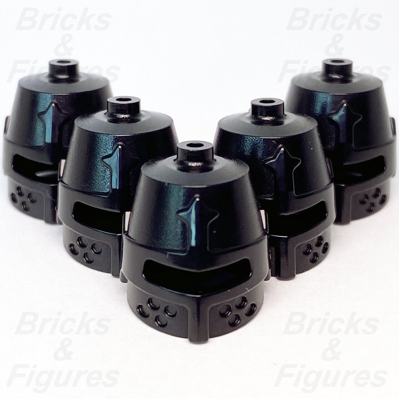 5 x Castle LEGO Knight Closed Helmet w/ Eye Slit Minifigure Headgear Part 89520 - Bricks & Figures