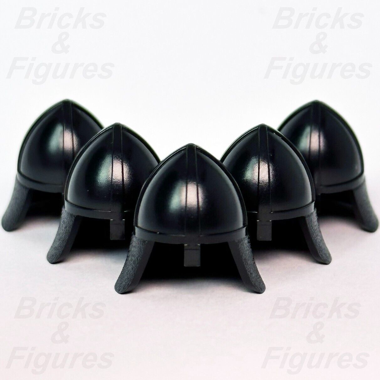 5 x Castle LEGO Knight Helmet w/ Neck Protector Black Minifigure Part 3844 - Bricks & Figures