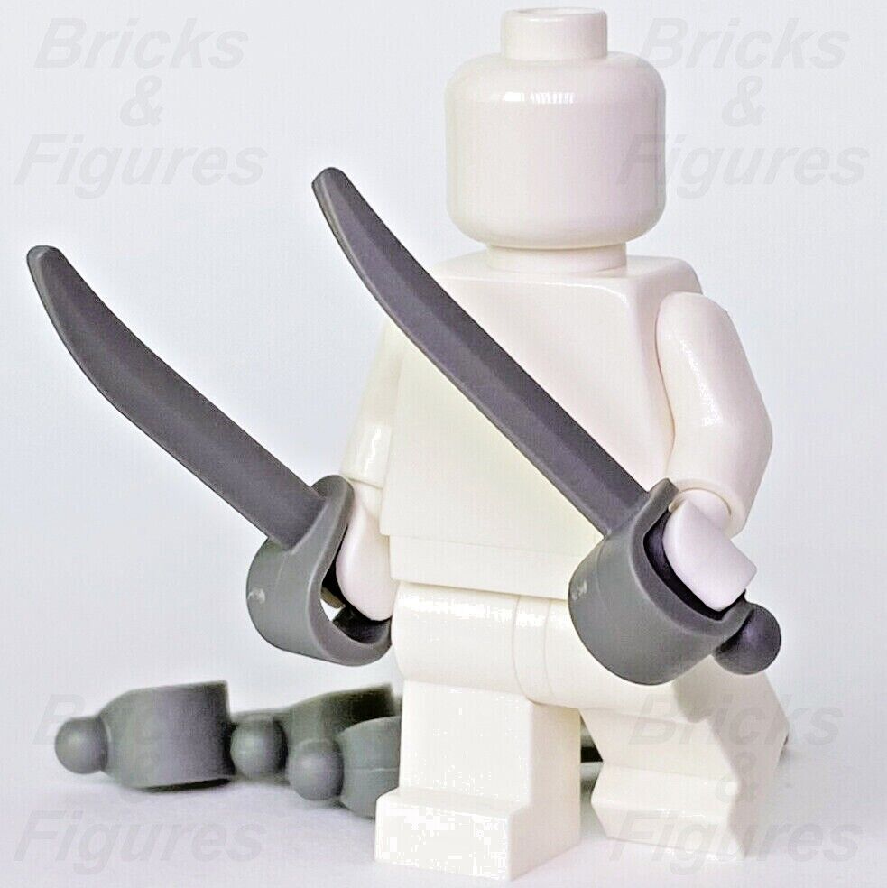 5 x LEGO Dark Bluish Grey Cutlass Swords Blades Minifigure Weapon Parts 35744 - Bricks & Figures