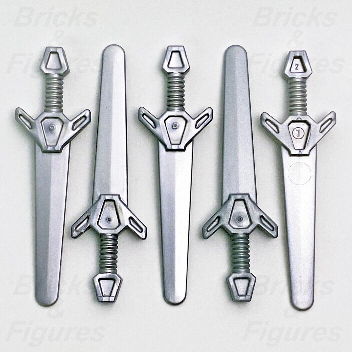 5 x LEGO Flat Silver Greatsword Swords Blades Minifigure Weapon Parts 48495 - Bricks & Figures
