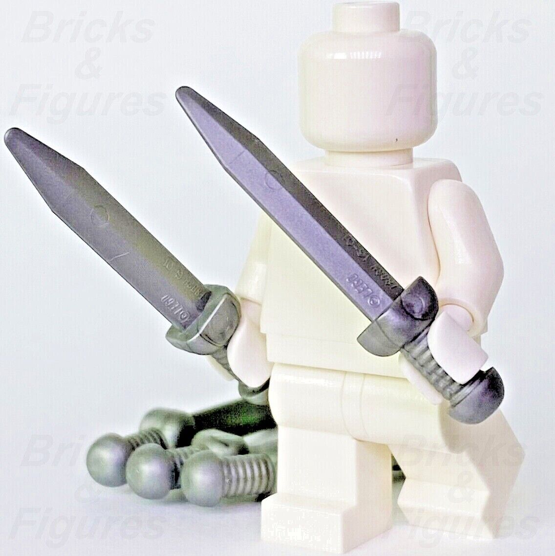 5 x LEGO Flat Silver Roman Gladius Swords Blades Minifigure Weapon Parts 18034 - Bricks & Figures