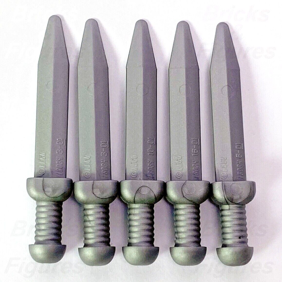5 x LEGO Flat Silver Roman Gladius Swords Blades Minifigure Weapon Parts 18034 - Bricks & Figures