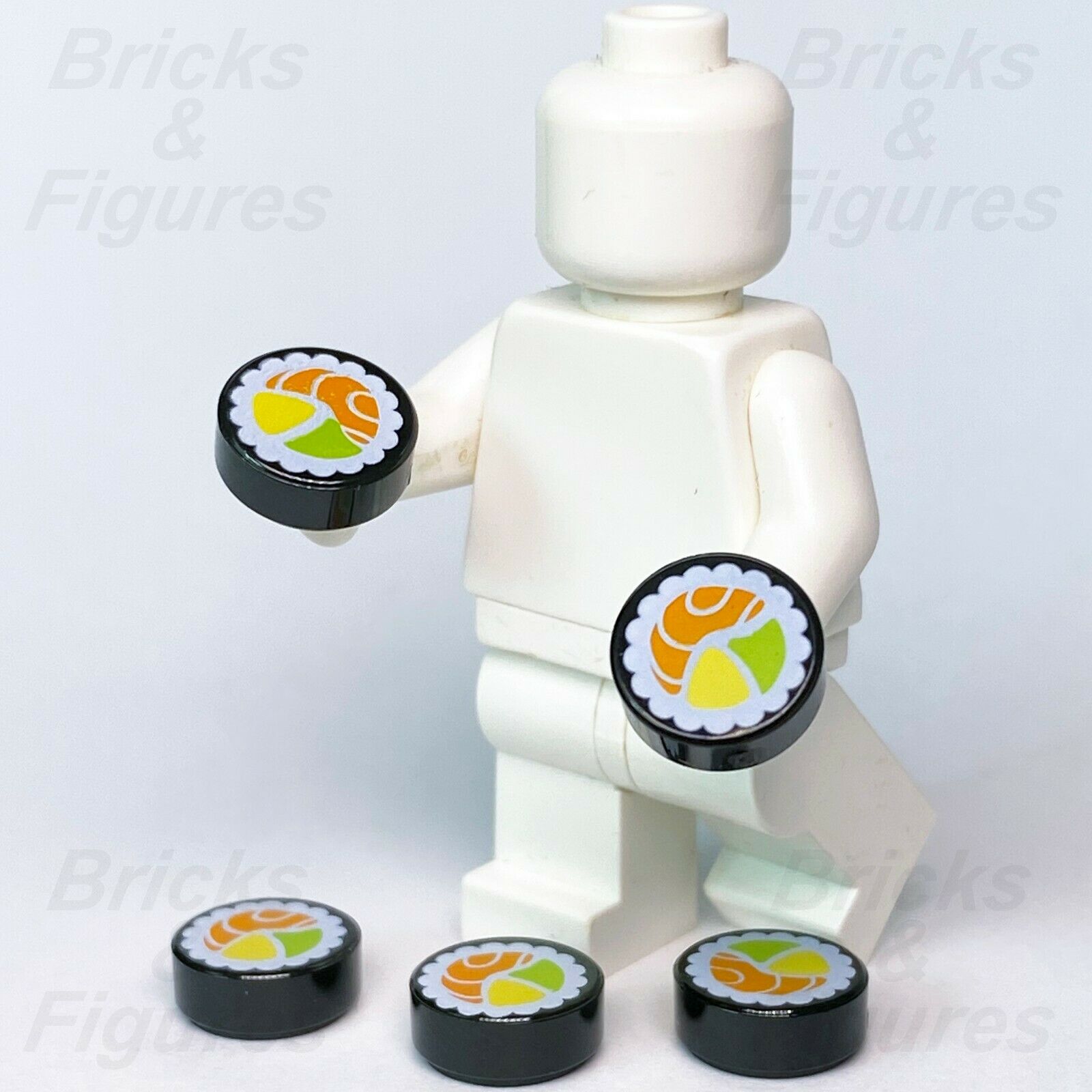 5 x Ninjago LEGO Round Sushi Salmon Maki Roll Pattern Food Parts Genuine 70627 - Bricks & Figures
