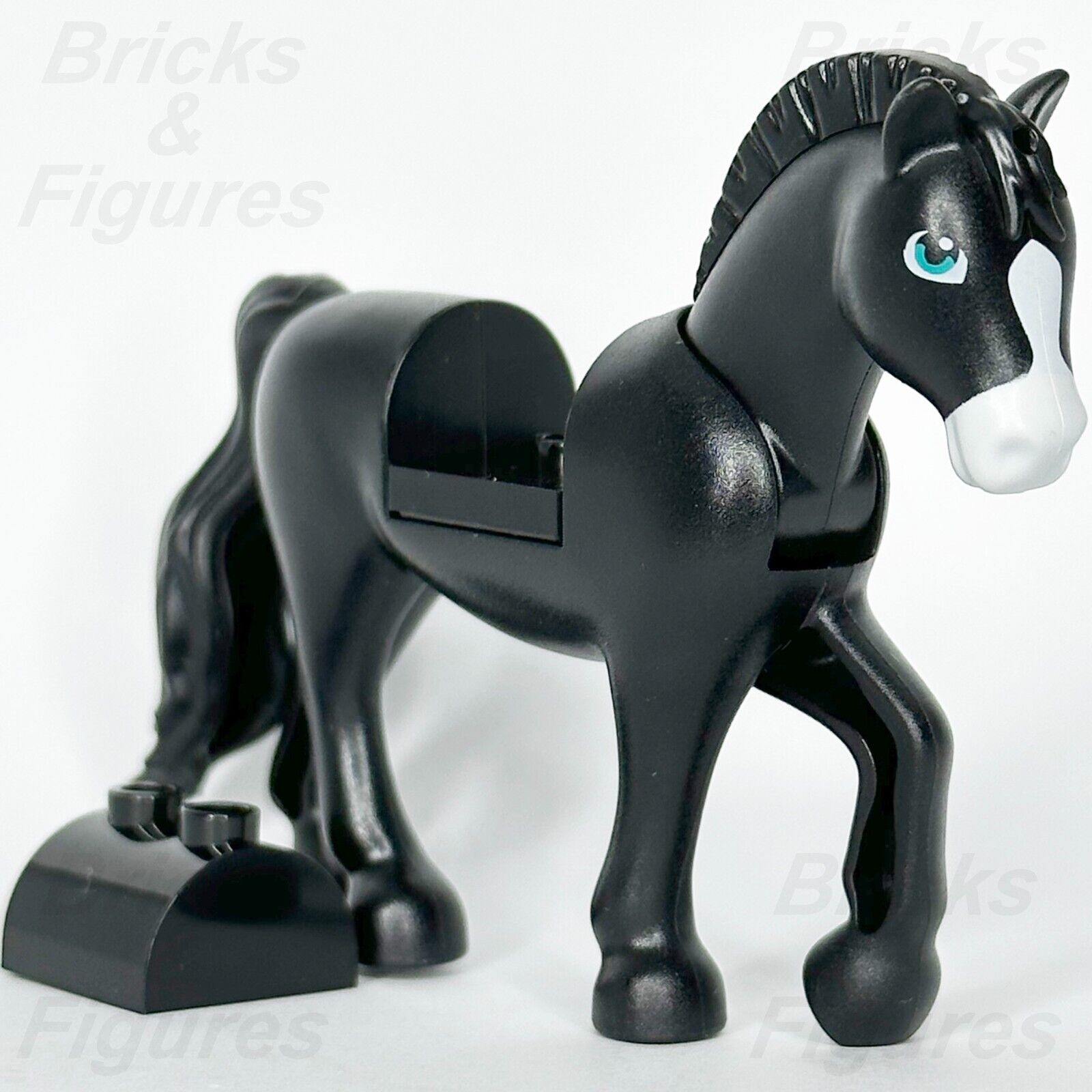 LEGO Disney Princess Black Horse Khan Animal Part Minifigure 43208 White Blaze - Bricks & Figures