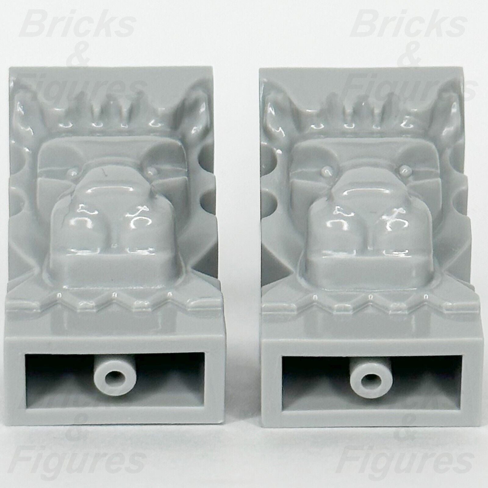 LEGO Castle Lion Head Part Brick Modified 2 x 3 x 3 Light bluish Grey 30274 x 2