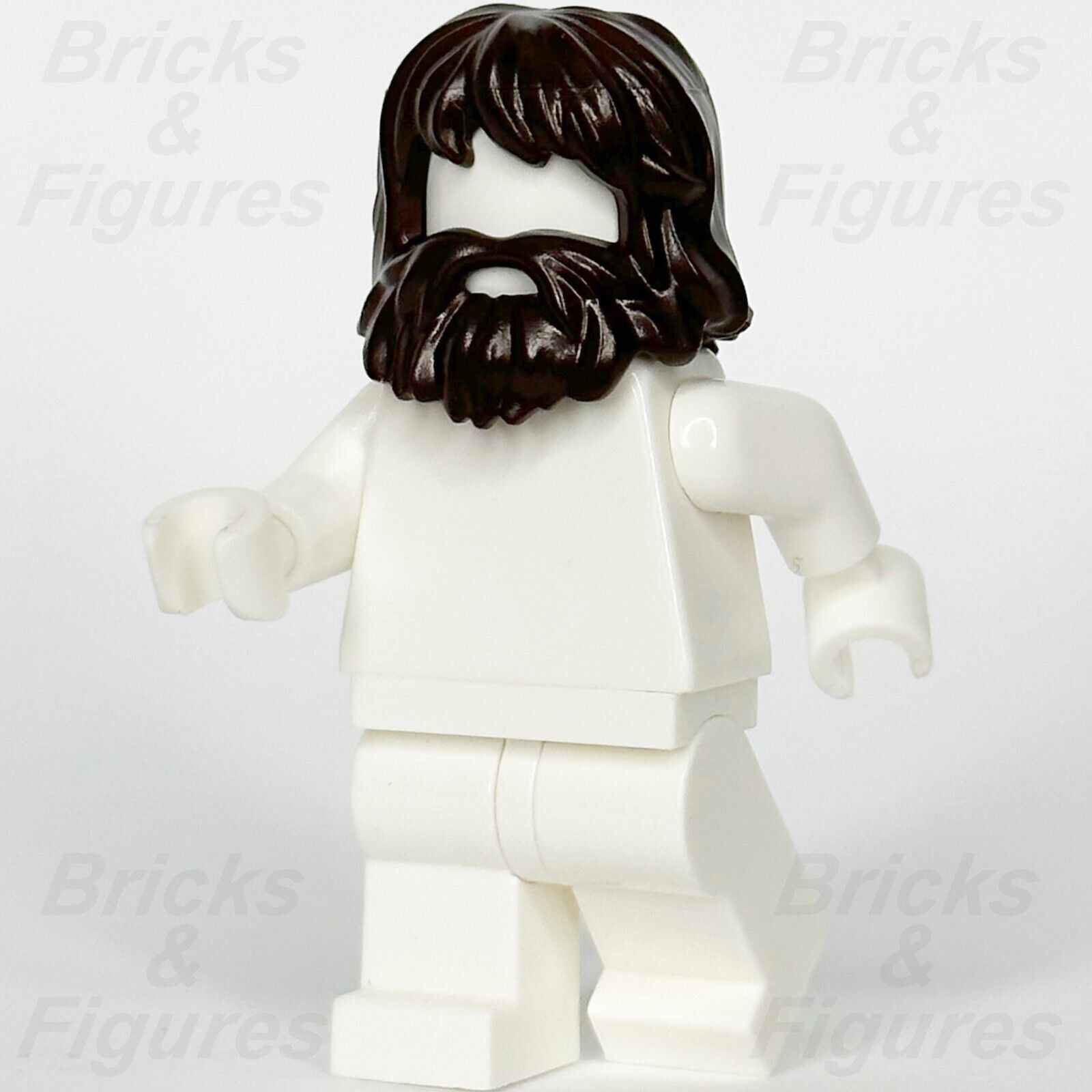 LEGO® Dark Brown Hair Shaggy Beard Minifigure Part Long Hair & Mouth Hole 87999