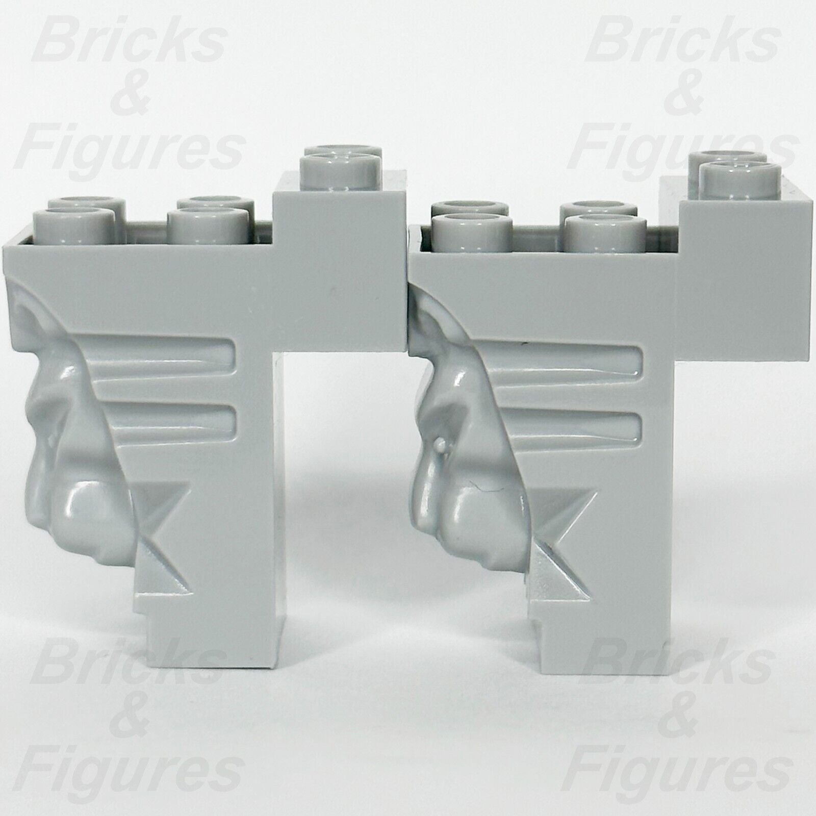 LEGO Castle Lion Head Part Brick Modified 2 x 3 x 3 Light bluish Grey 30274 x 2