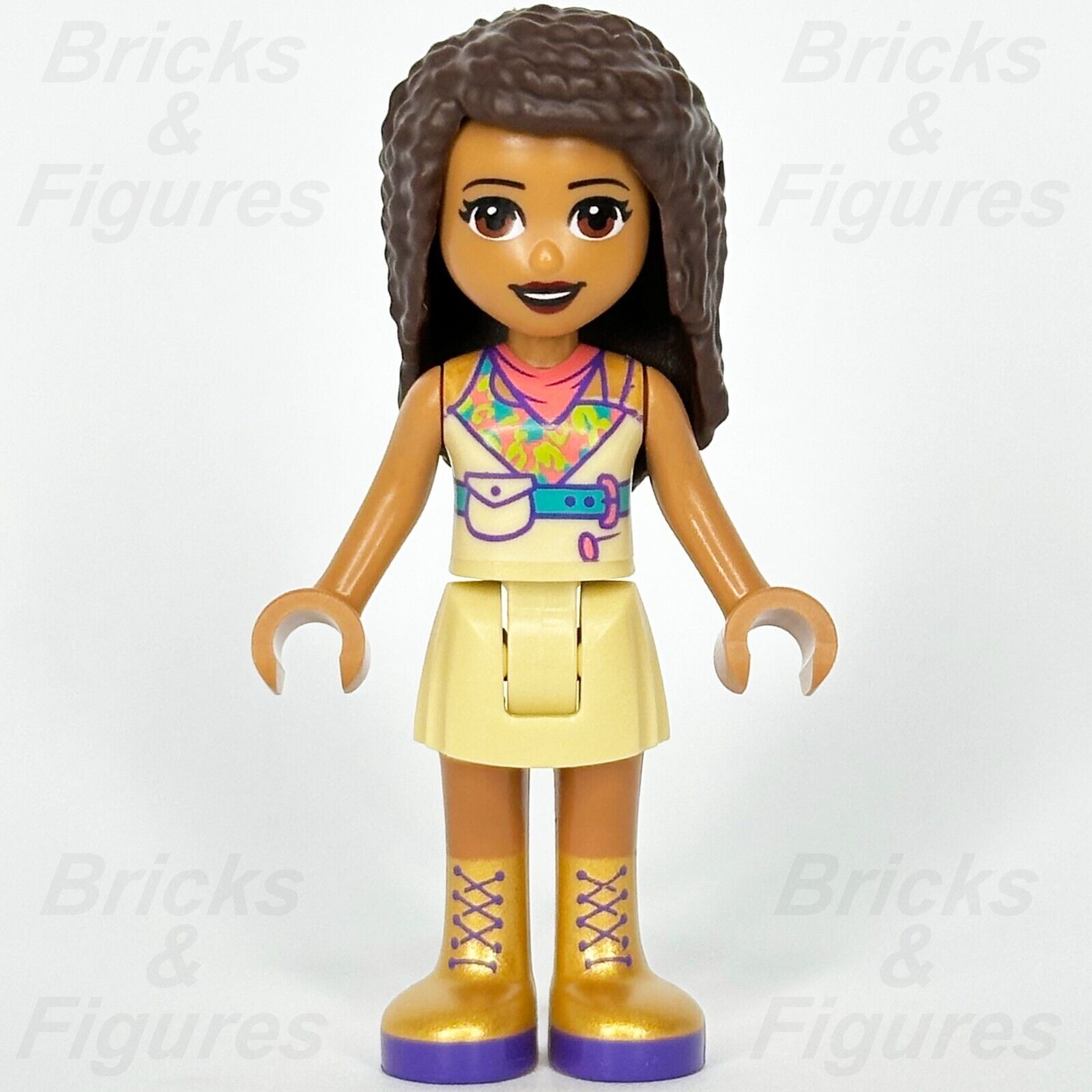 LEGO Friends Andrea Minifigure Tan Skirt Colourful Top Gold Boots 41424 frnd392