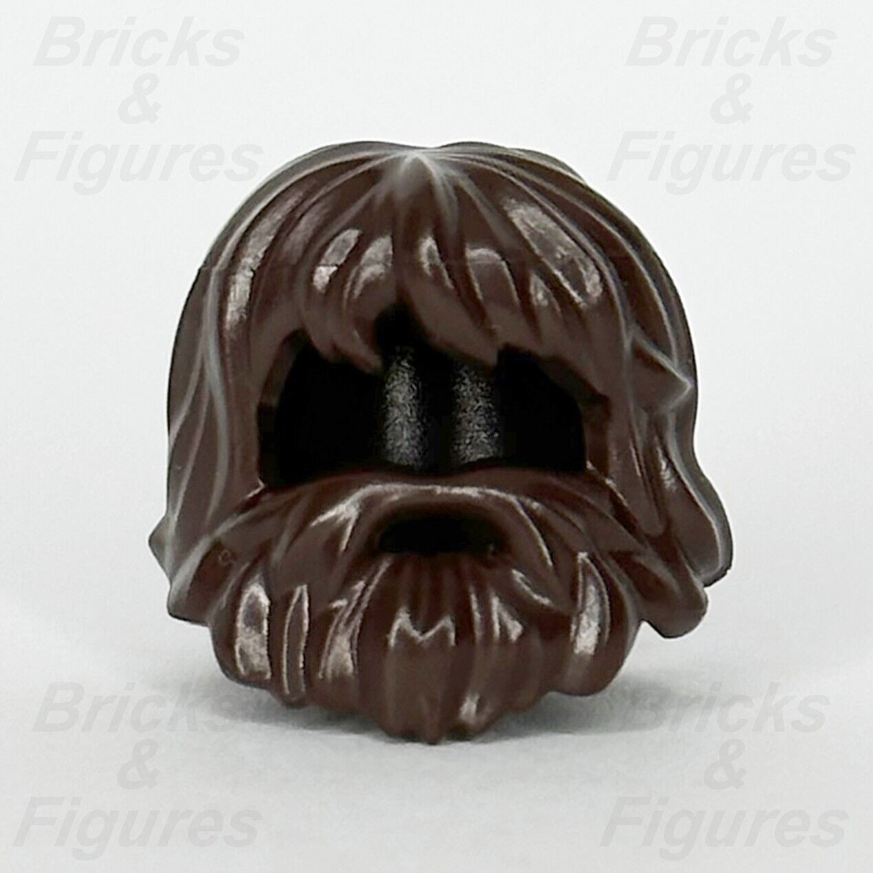 LEGO® Dark Brown Hair Shaggy Beard Minifigure Part Long Hair & Mouth Hole 87999