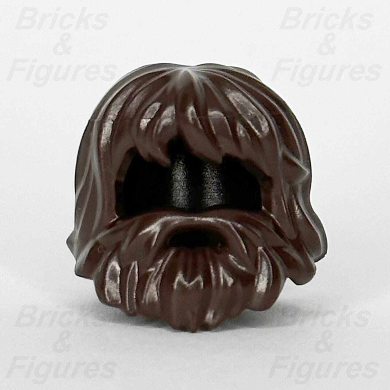 LEGO® Dark Brown Hair Shaggy Beard Minifigure Part Long Hair & Mouth Hole 87999 - Bricks & Figures