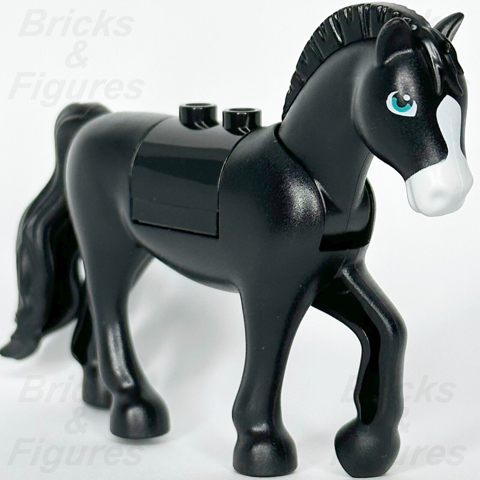 LEGO Disney Princess Black Horse Khan Animal Part Minifigure 43208 White Blaze - Bricks & Figures