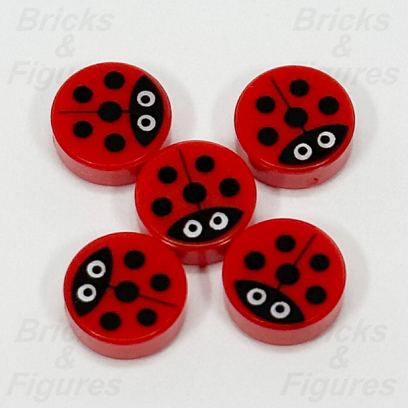 LEGO Ladybug Parts Round Tile 1 x 1 Red Black Spots Animal Bug 98138pb177 x 5