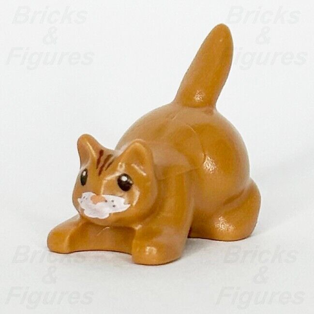 LEGO Orange Cat Animal Minifigure Part Crouching Kitten Dark Stripes 6251pb03 1