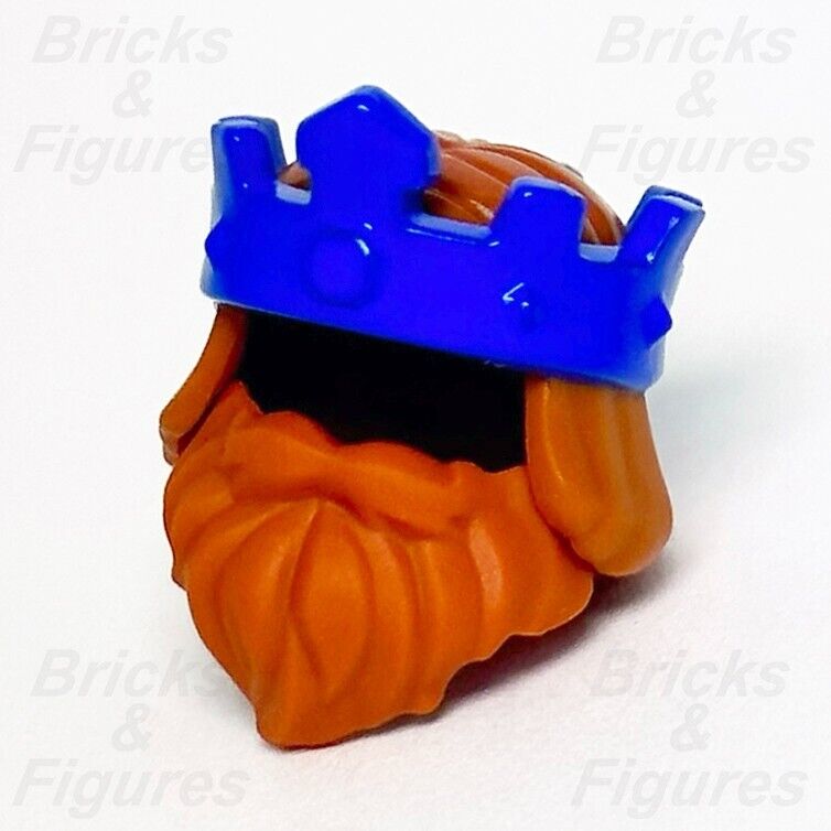 Castle LEGO Blue Crown with Orange Beard & Hair Minifigure Parts 70357 King New - Bricks & Figures