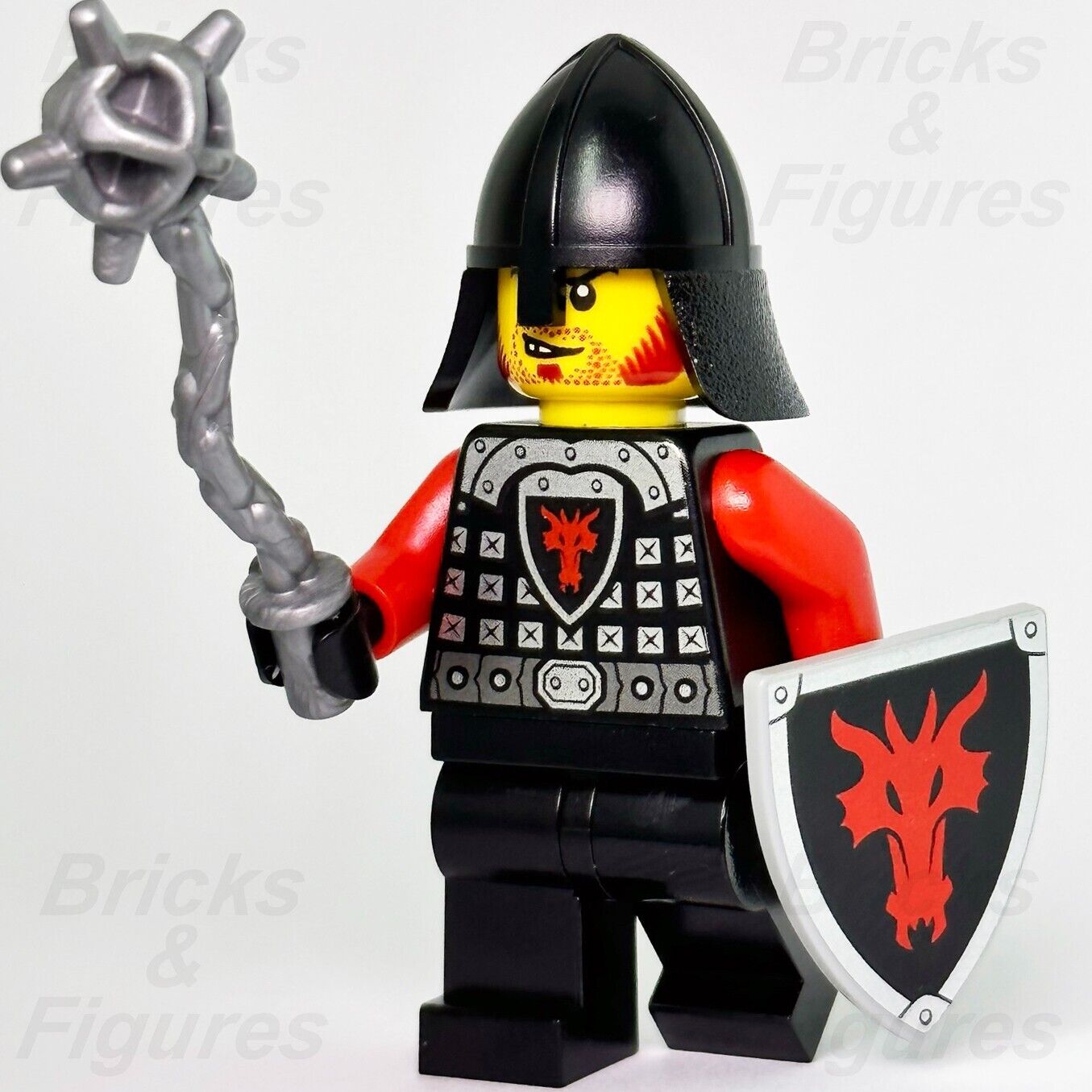 Castle LEGO Dragon Knight Minifigure Flail & Shield Scale Mail 70400 cas518a - Bricks & Figures