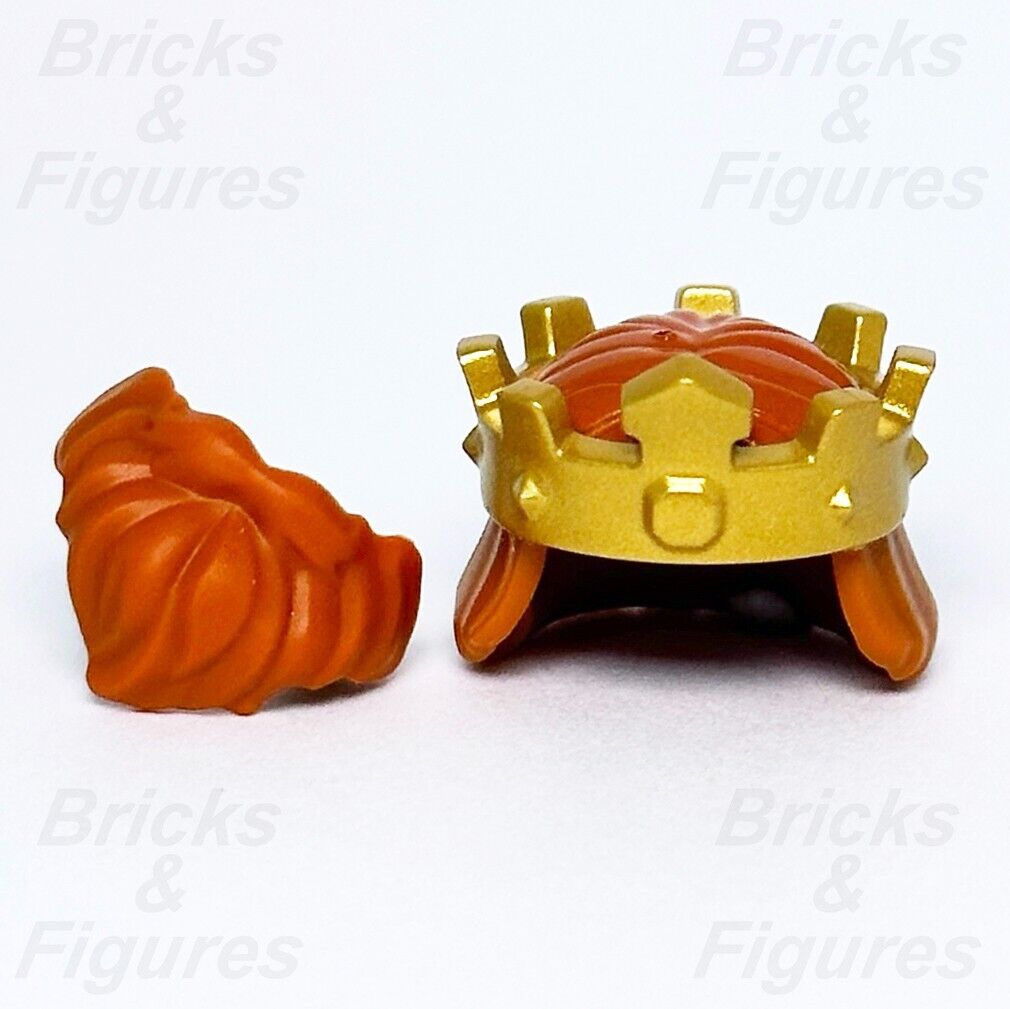 Castle LEGO Gold Crown with Orange Beard & Hair Minifigure Parts 70327 King New - Bricks & Figures