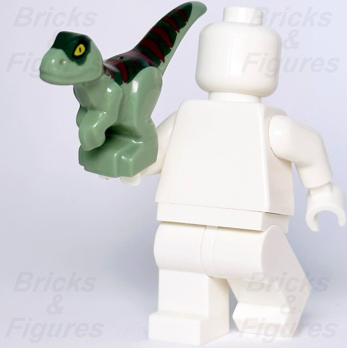 Jurassic World LEGO Baby Raptor Dinosaur Minifigure Part 76945 Green & Dark Red - Bricks & Figures
