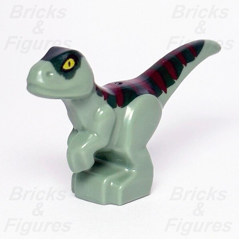 Jurassic World LEGO Baby Raptor Dinosaur Minifigure Part 76945 Green Dark Red