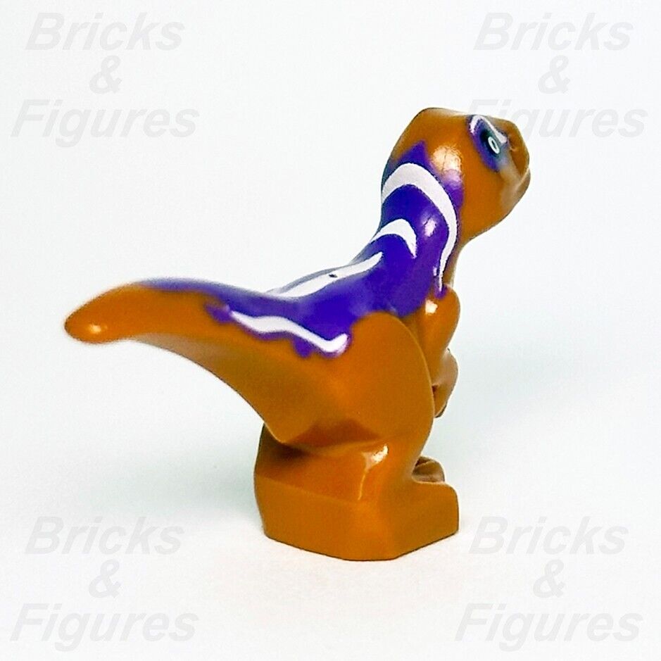 Jurassic World LEGO Baby Raptor Dinosaur Minifigure Part 76945 Orange & Purple - Bricks & Figures