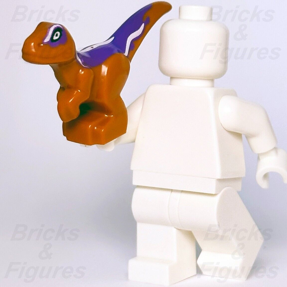 Jurassic World LEGO Baby Raptor Dinosaur Minifigure Part 76945 Orange & Purple - Bricks & Figures