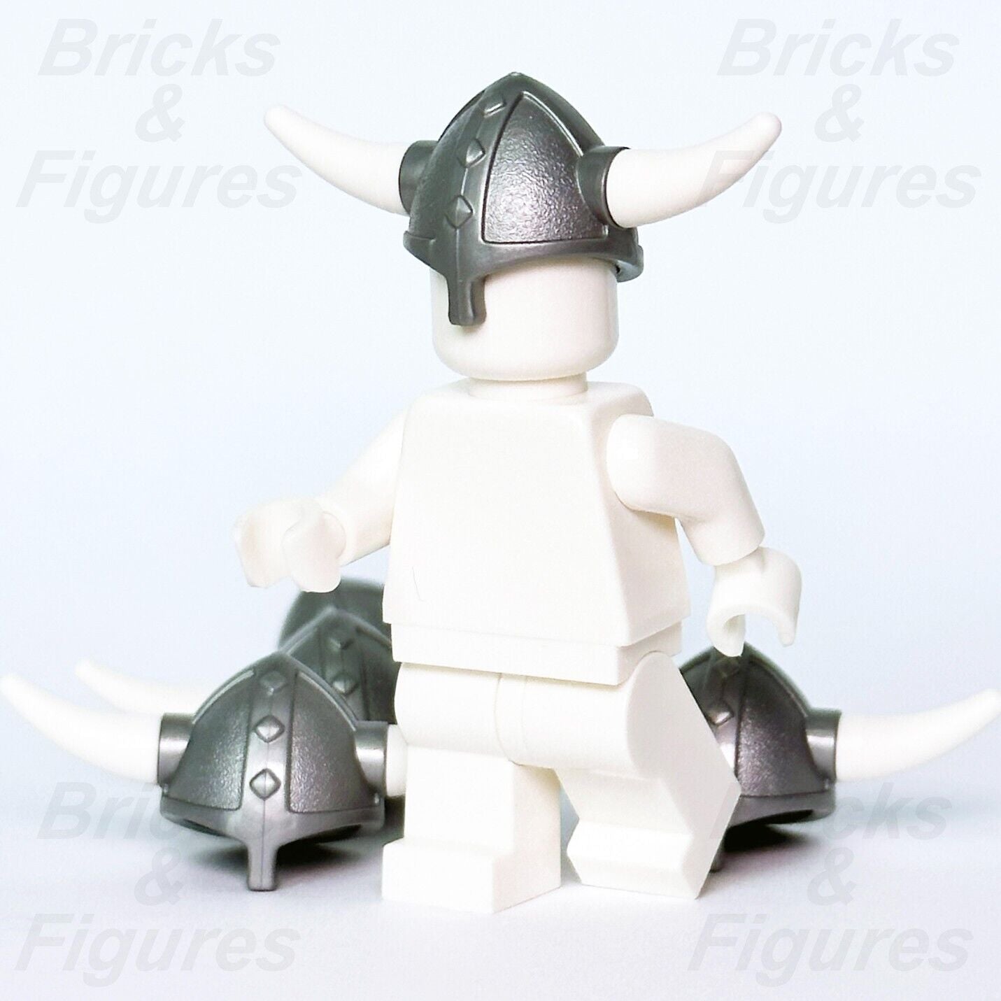 LEGO 5 x Viking Helmet Flat Silver w/ White Horns Minifigure Part Creator x1533 - Bricks & Figures