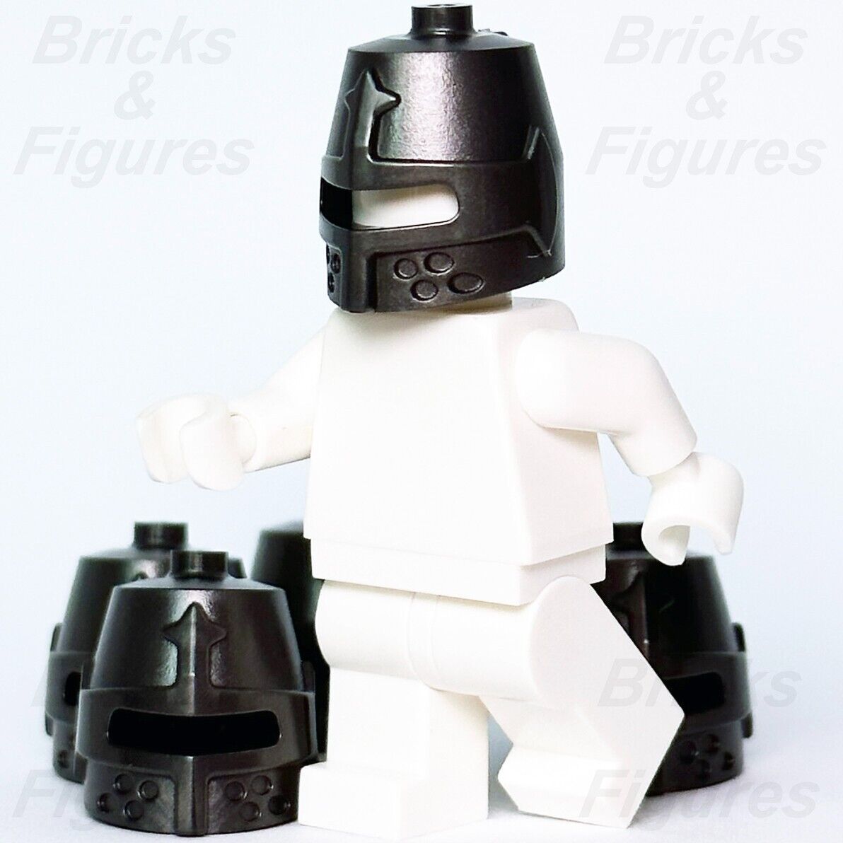LEGO Castle 5 x Knight Closed Helmet Pearl Dark Grey Minifigure Part 89520 New - Bricks & Figures