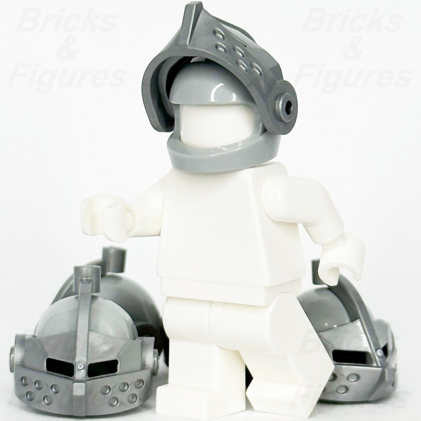 LEGO Castle Knight Bascinet Helmet Minifigure Part Silver Visor 2594 2446 x 5 - Bricks & Figures