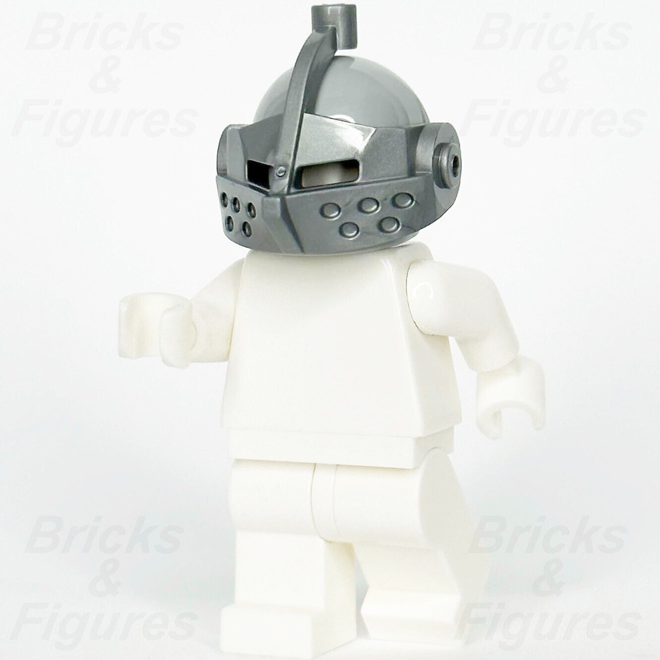 LEGO Castle Knight Bascinet Helmet Minifigure Part Silver Visor Grey 2594 2446 - Bricks & Figures