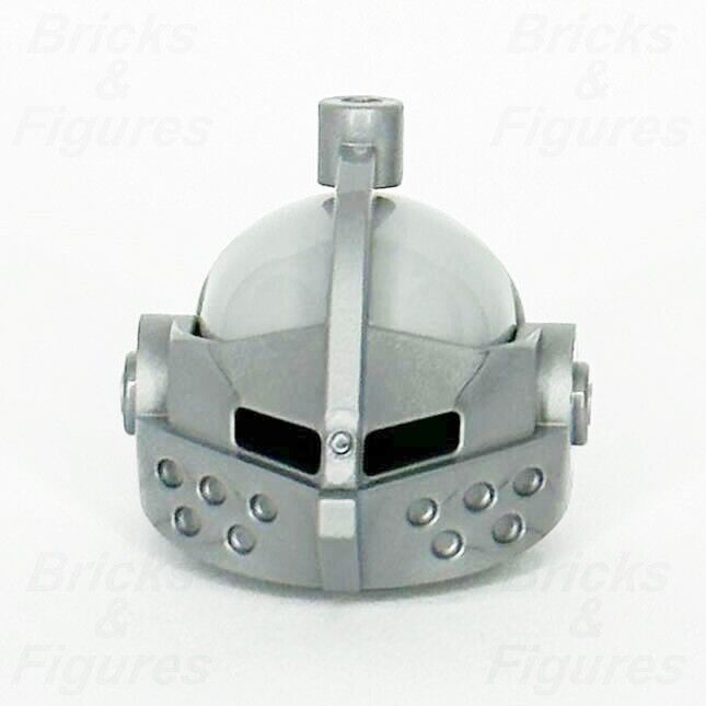 LEGO Castle Knight Bascinet Helmet Minifigure Part Silver Visor Grey 2594 2446 - Bricks & Figures