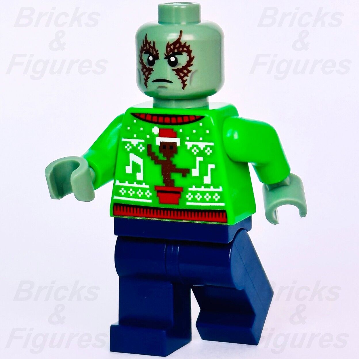 LEGO Drax Holiday Sweater Marvel Super Heroes Guardians Minifigure 76231 sh837 - Bricks & Figures