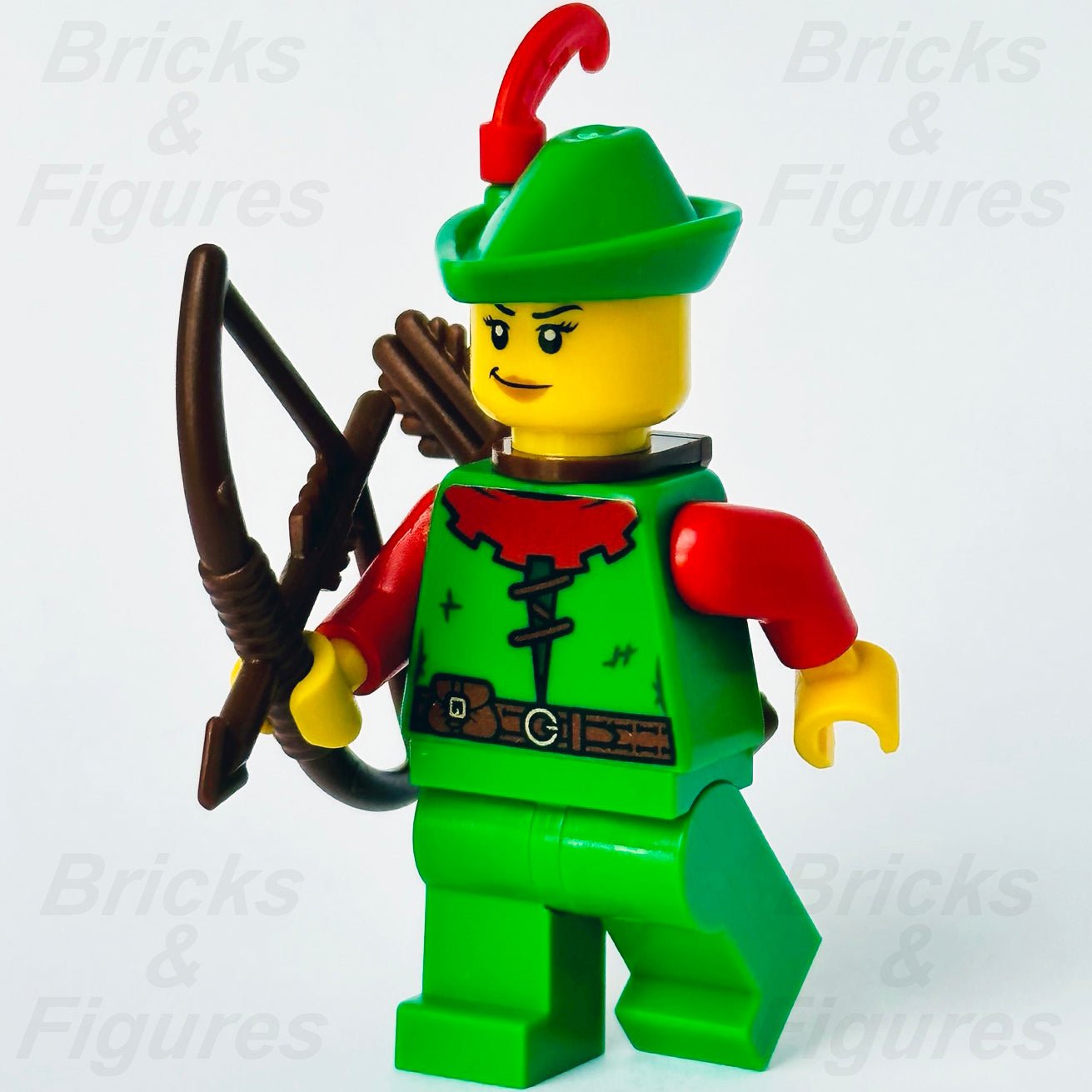 LEGO Forestwoman Castle Forestmen Minifigure with Bow Lion Knights 10305 cas572 - Bricks & Figures