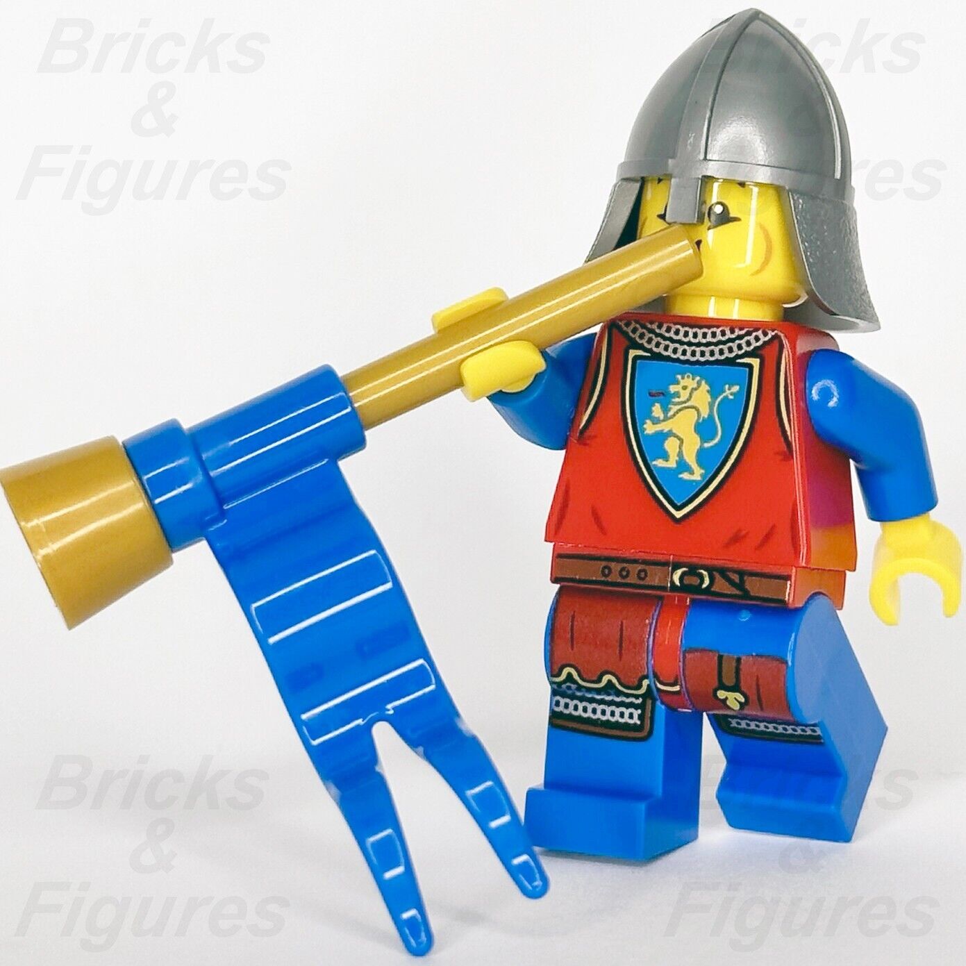 LEGO Lion Knight Castle Minifigure Lion Knights Horn Blower Male 10305 cas563 - Bricks & Figures