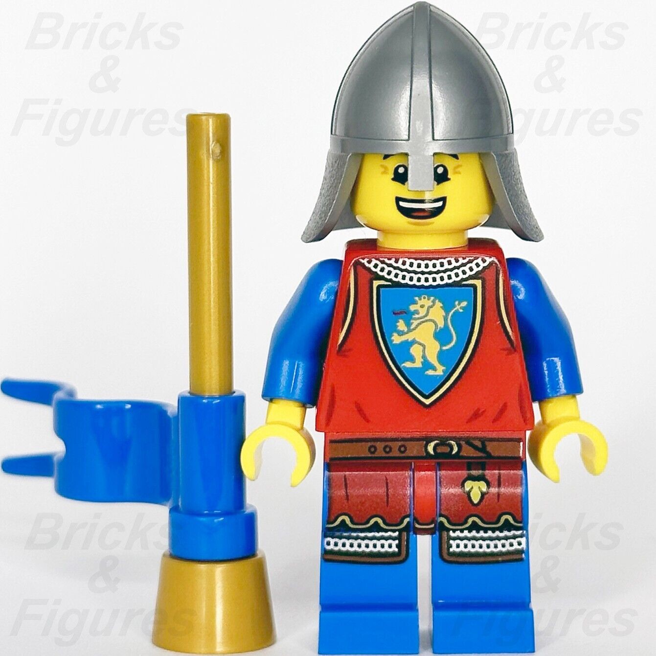 LEGO Lion Knight Castle Minifigure Lion Knights Horn Blower Male 10305 cas563 - Bricks & Figures