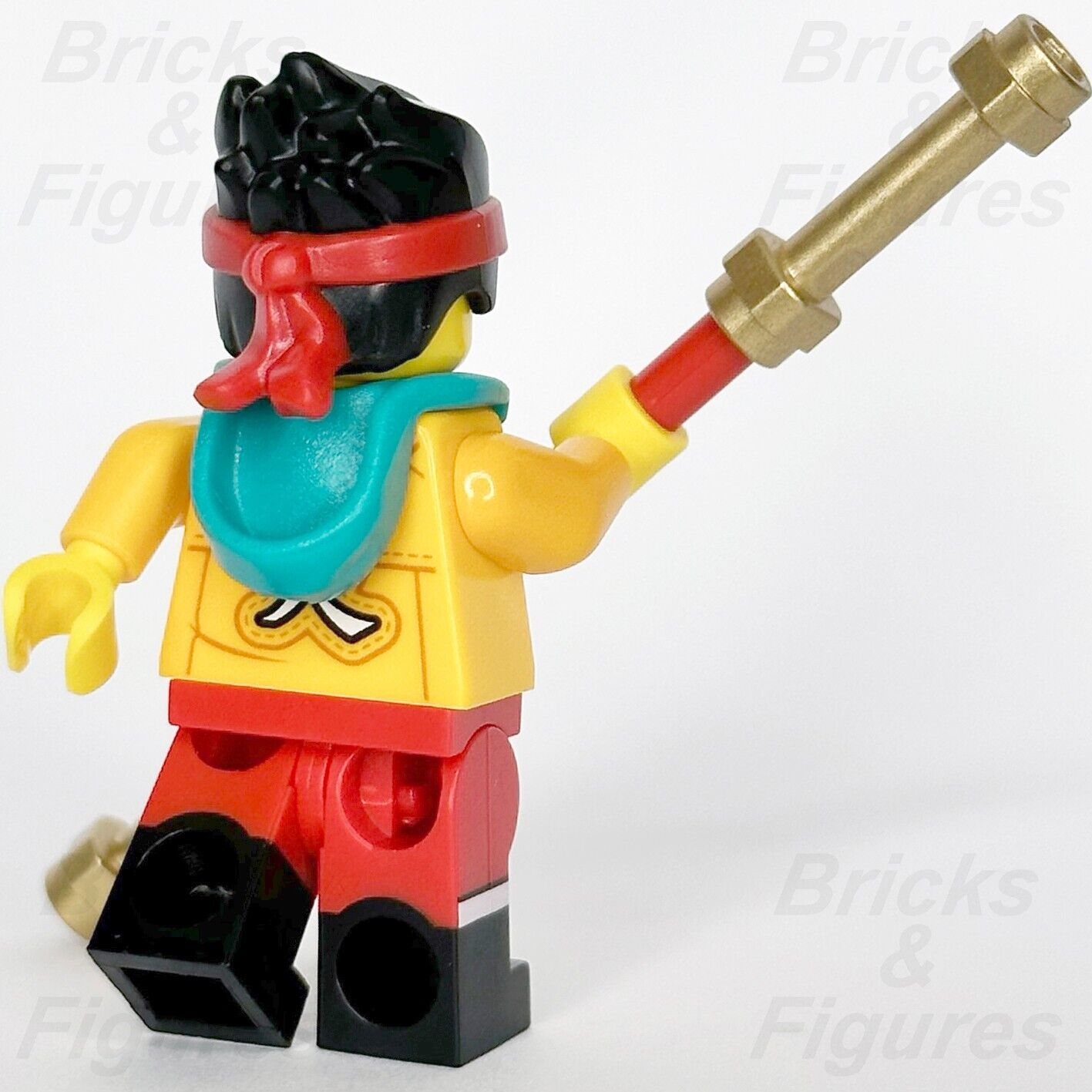 LEGO Monkie Kid Minifigure Golden Staff Blue Hood Monkey Head Logo 80022 mk041 - Bricks & Figures