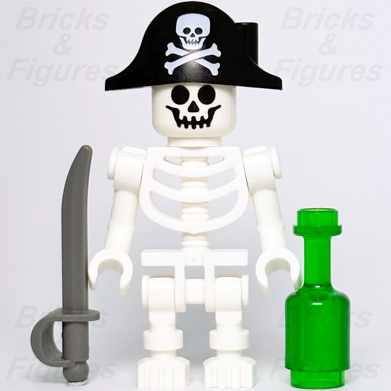 LEGO Pirate Skeleton Minifigure Captain Sword & Bottle 40515 White Minifig New - Bricks & Figures