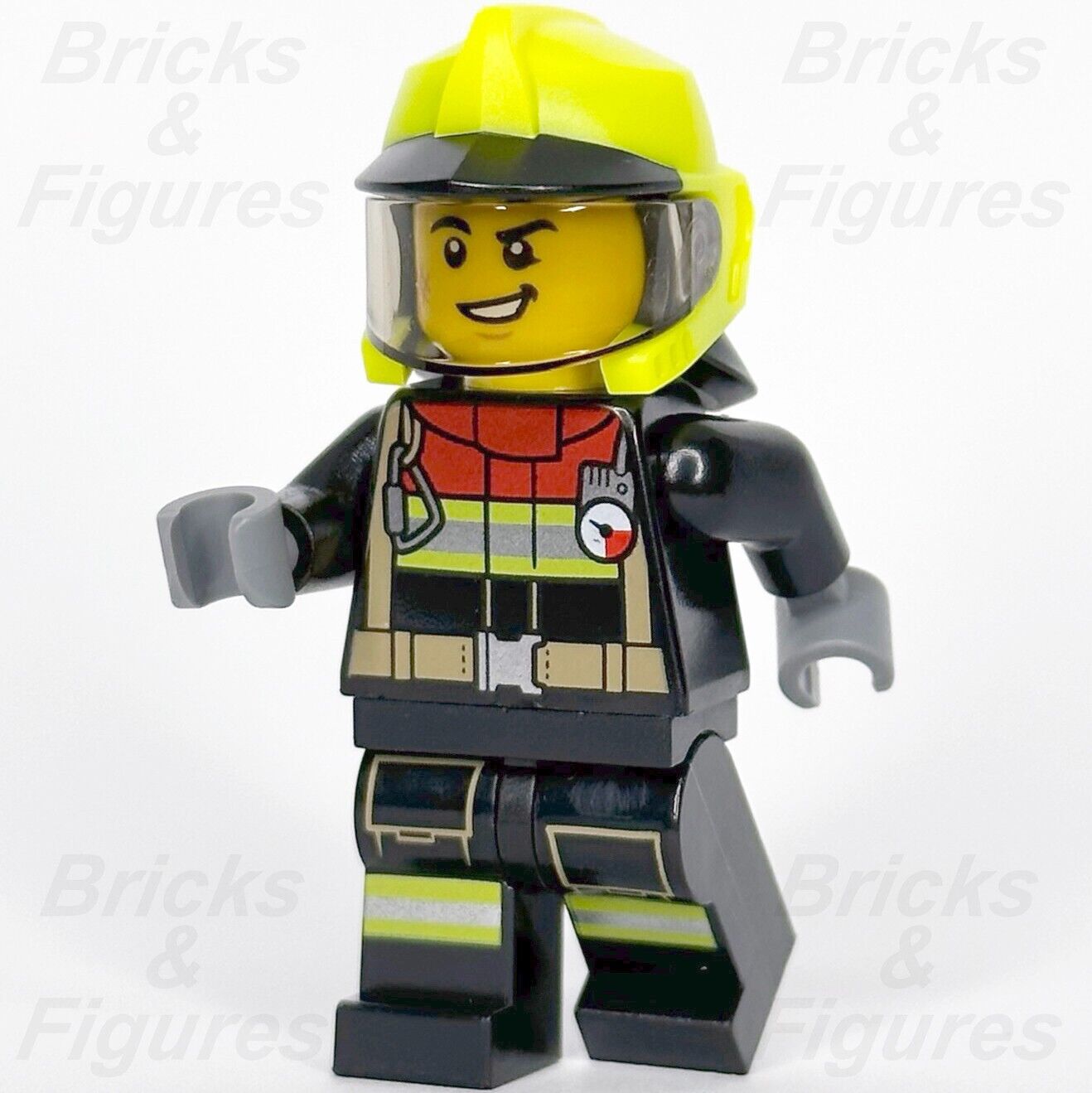 LEGO Town City Fire Fireman Firefighter Minifigure Male 60320 cty1370 Minifig - Bricks & Figures