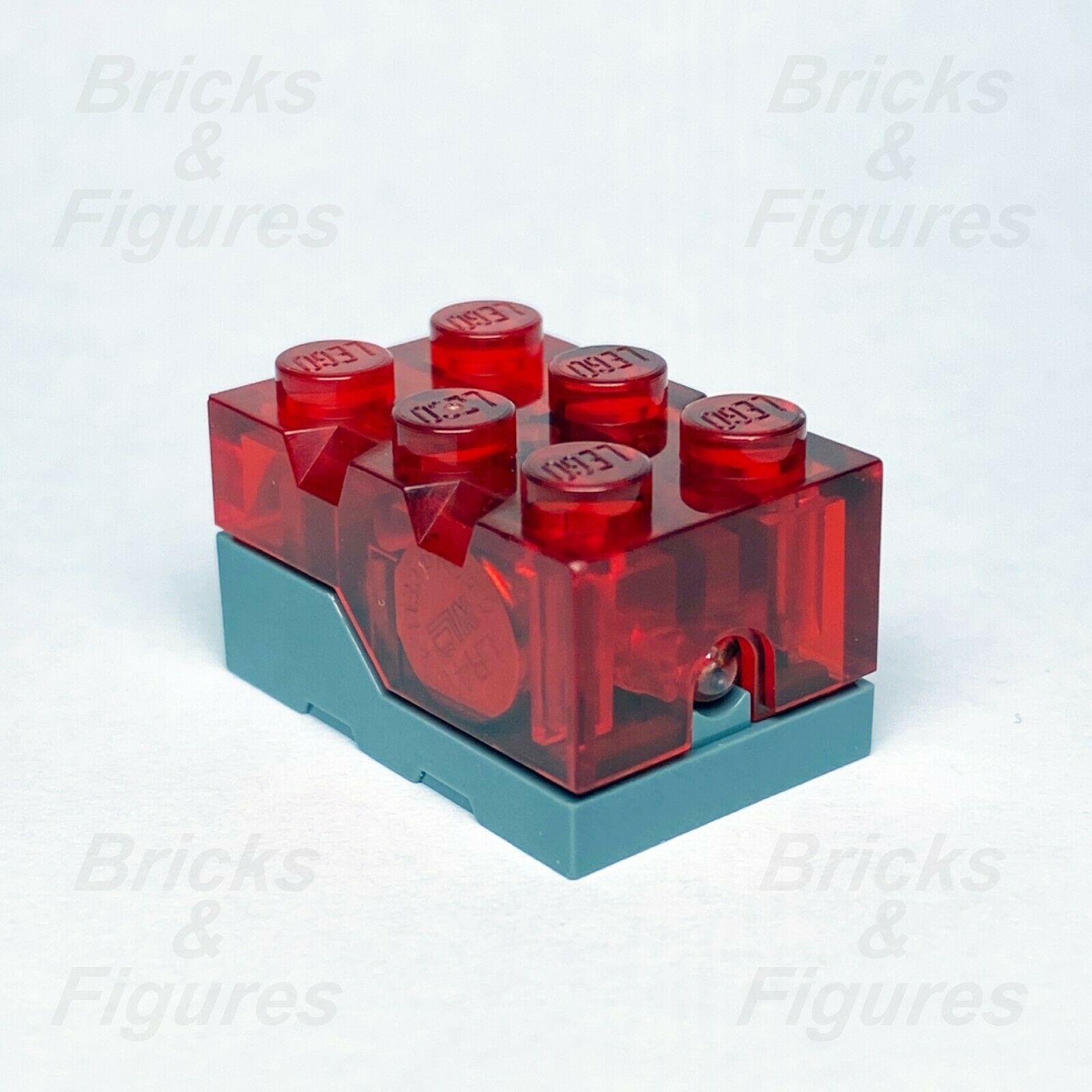 LEGO Trans-Red Top Red LED Glow Electric Light Brick 2 x 3 x 1 1/3 Genuine Part - Bricks & Figures